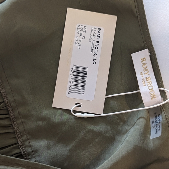 Ramy Brook Isra Mini Dress Sleeveless Deep V Neck Crochet Detail Clover XL NWT - Picture 15 of 16